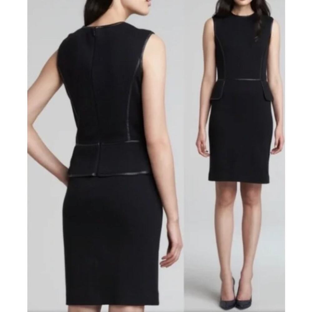 Tory Burch Ponte Sheath Dress with Faux Leather Trim Size S